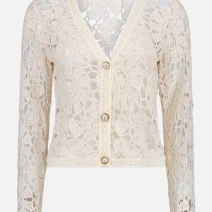 NWT- PatBo Crochet Boyfriend Cardigan in wheat